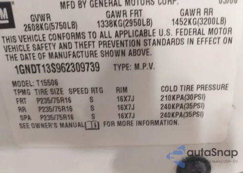 2006 Chevrolet Trailblazer Ls/Lt z USA, uszkodzony, nr VIN 1GNDT13S962309739